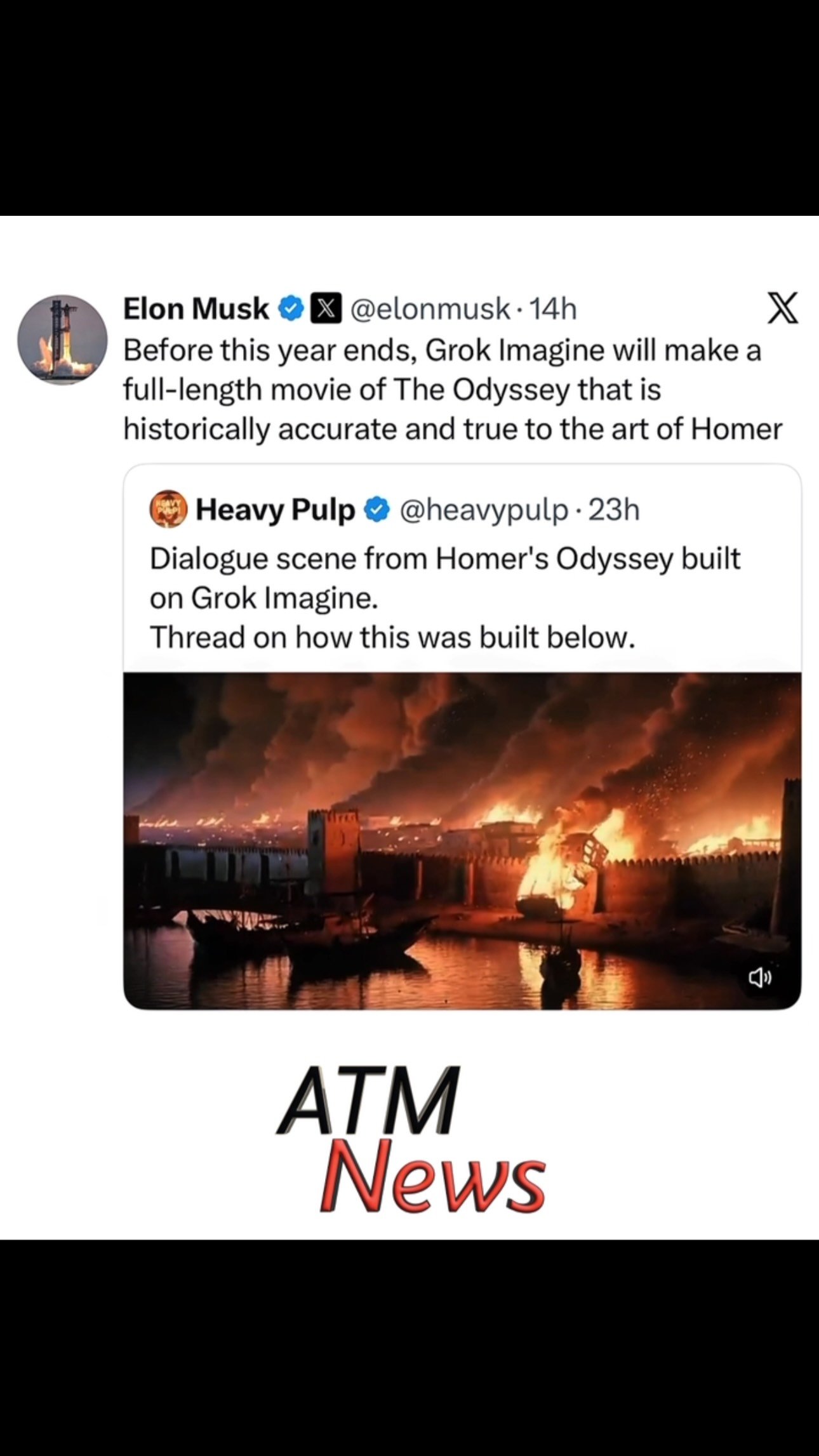 #ElonMusk claims that Grok will make a full-length and "historically accurate" version of #TheOdyssey before the end of the year.