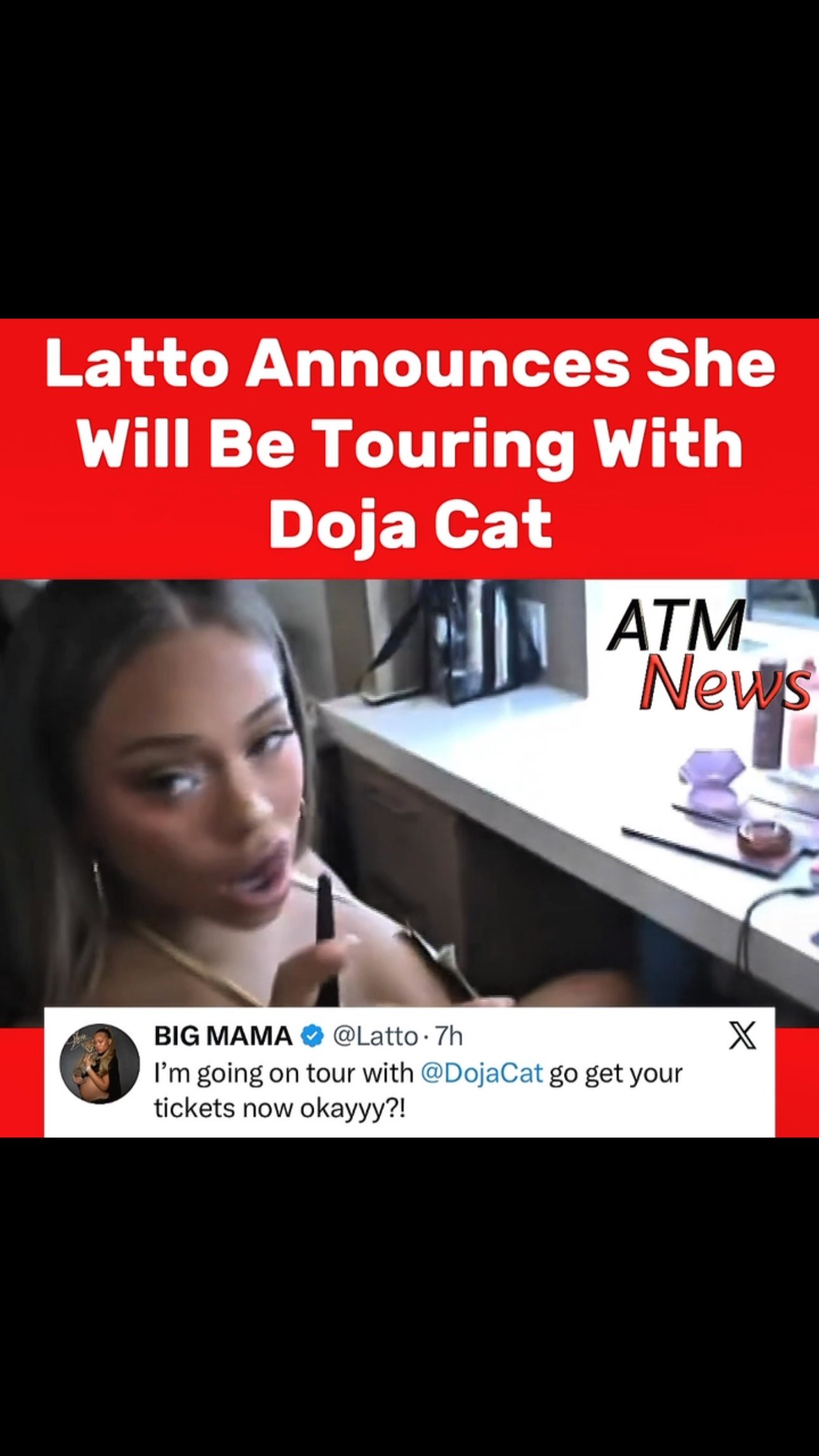 #Latto announced she will be joining #DojaCat’s "Tour Ma Vie" World Tour.