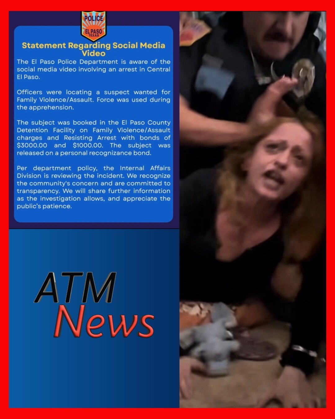 The #ElPasoPoliceDepartment released a statement saying it has opened an investigation after the #viral video of an autistic #woman being punched in the head by an #officer during an arrest sparked online outrage.