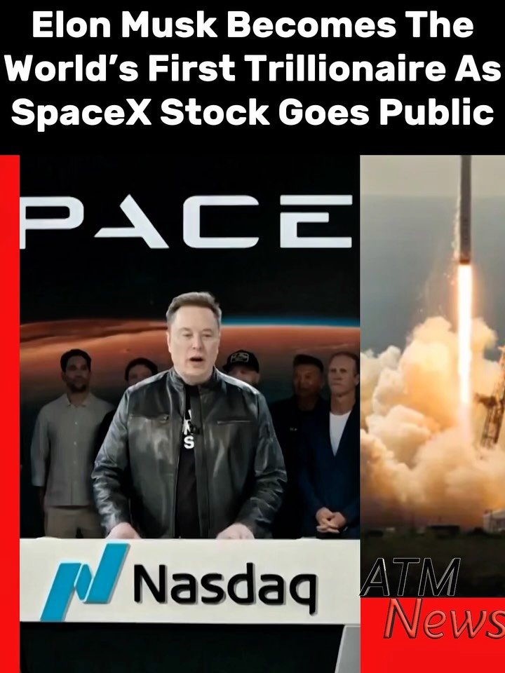 #ElonMusk has officially become a #trillionaire after his #SpaceX stock went public this morning. It opened at $135 per share and jumped to over $170 as of now.