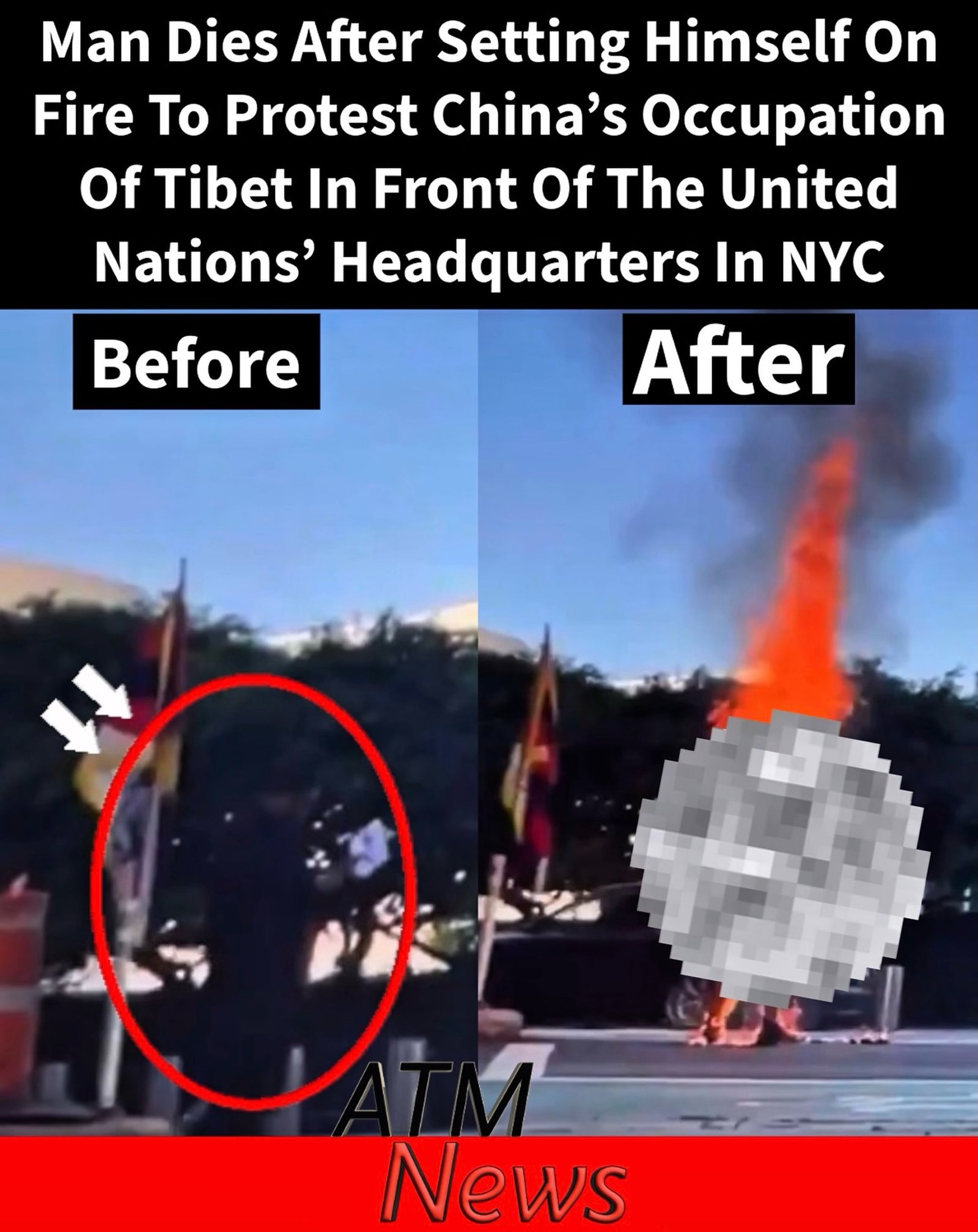 Police responded to a #tragic scene around 6:30 p.m. today, July 2, 2026, after a Tibetan man set himself on fire outside the United Nations headquarters in #Manhattan, New York. According to reports, it was an act to protest the Chinese government’s control of #Tibet.—The man was taken to the hospital, but unfortunately, he died.