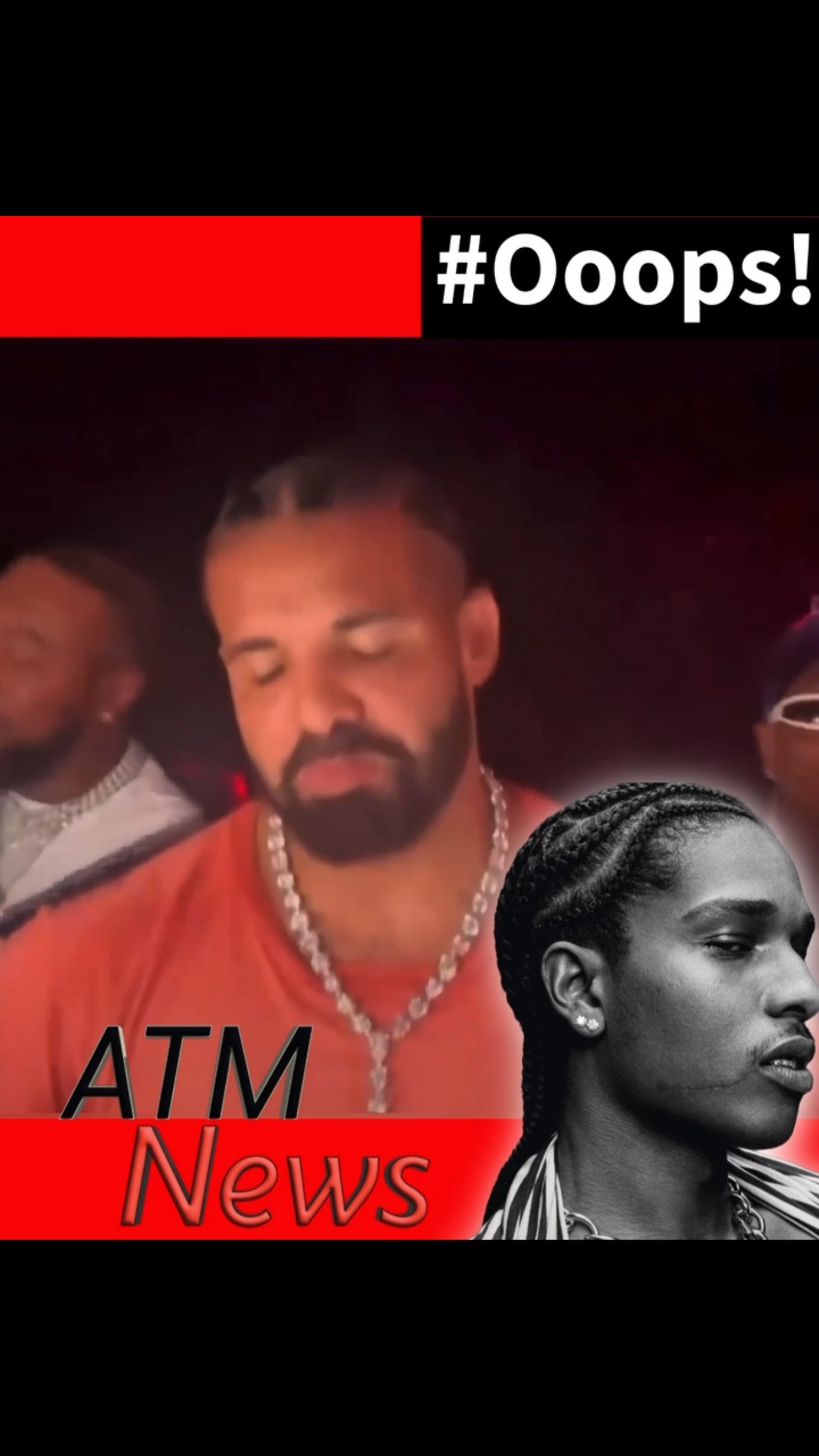 Fans believe that #Drake’s gesture while vibing to "Burning Bridges" last night was to make fun of #AsapRocky’s jawline scar.