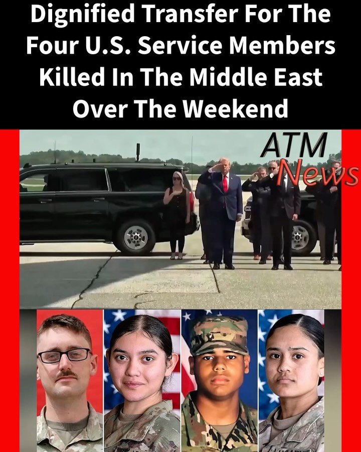 Earlier today, President Trump and other government officials attended the dignified transfer ceremony for the 4 U.S. #troops who were killed in the #MiddleEast over the weekend.—First Lt. Tyler James Feehan, 25, Sgt. Angel S. Rampersad, 28, and Pvt. Isabella Gonzales, 19, were killed in the Iranian strike on Muwaffaq Salti Air Base in Jordan on Friday, July 17. —Sgt. Michael Emmanuel Swinton, 30, died on Sunday, July 19, while conducting the controlled detonation of a downed Iranian one-way drone in Iraq.—May they all #RIP