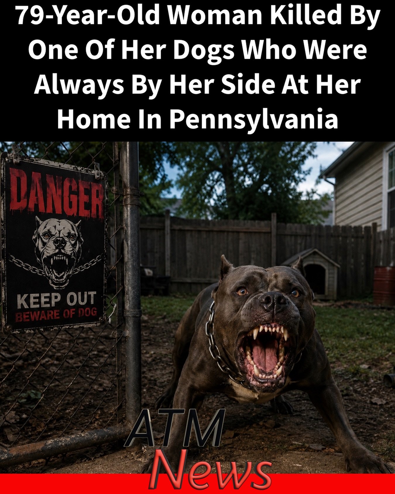 This is sad! 79-year-old Kathleen Noll’s daughter found her dead in the backyard of her home in Penn Hills, #Pennsylvania, on Tuesday, July 21, 2026.—The killer: one of her two dogs. The #pet, which her daughter said was always by Noll’s side, bit her in the head and neck, police said.—Her daughter called 911 and couldn't get to the body until police arrived because the dog responsible was still there. Upon officers’ arrival at the scene, they had to shoot the dog before getting to Noll’s body. Noll’s other dog didn't partake in the #attack.
