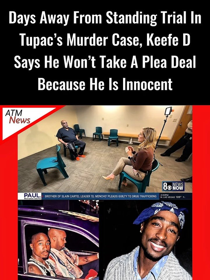 #KeefeD is days away from standing trial in the #Tupac murder case, with #JurySelection scheduled for August 10. During a new interview with @8newsnow, he said he didn't do anything and that all the "confession" he made was for money. —He also added that he isn't willing to take a #PleaDeal because, at 63, he doesn't have much longer to live and does not want to spend the rest of his life in prison for something he said he didn't do.