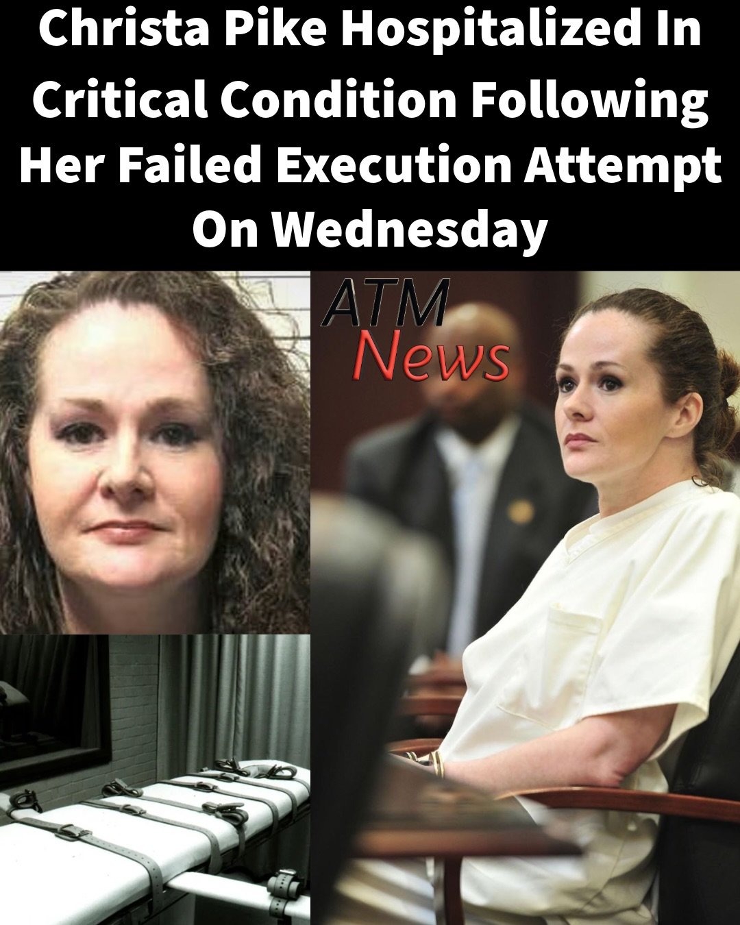 Christa Pike remains hospitalized in critical condition after surviving an execution attempt in Tennessee on Wednesday, September 30, her lawyers said Friday.—As we previously reported, an appeals court judge temporarily paused the execution, but the Supreme Court quickly lifted the stay, allowing the execution to move forward; however, it failed.—According to her legal team, Pike is currently unconscious, intubated, and receiving breathing assistance through a ventilator. She is also being treated for serious injuries to both arms after officials administered two doses of pentobarbital during the failed lethal injection. —Her attorneys have asked a court to require Tennessee officials to preserve evidence related to the execution attempt.
