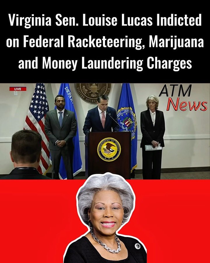 News Report: Virginia state Sen. Louise Lucas, 82, surrendered to federal authorities Thursday, October 22, after an indictment accused her of using her political influence to protect and profit from an illegal marijuana operation involving relatives and business associates. Six others, including her two daughters and grandson, were also charged. Lucas faces five charges: racketeering conspiracy, conspiracy to distribute and possess with intent to distribute marijuana, money laundering conspiracy, conspiracy to commit honest services fraud, and maintaining drug-involved premises. The broader eight-count indictment includes firearms and wire fraud charges against other defendants. According to the Justice Department, Lucas allegedly helped arrange the acquisition and distribution of at least 100 kilograms, approximately 220 pounds, of marijuana and supervised the laundering of proceeds. Authorities describe an alleged five-year scheme worth an estimated $4.5 million. Prosecutors also accuse her of using her position as chair of the Senate Finance and Appropriations Committee to influence legislation benefiting the operation. The charges follow FBI searches of two cannabis businesses on May 6, during which agents reportedly recovered marijuana and firearms. Lucas accused federal authorities of trying to silence her, declaring: “I will not be intimidated. I will not be bullied. And I will not back down.” Attorney General Todd Blanche rejected the political motivation claim, saying the investigation began years earlier. The charges are allegations. Lucas and the other defendants are presumed innocent unless proven guilty in court.